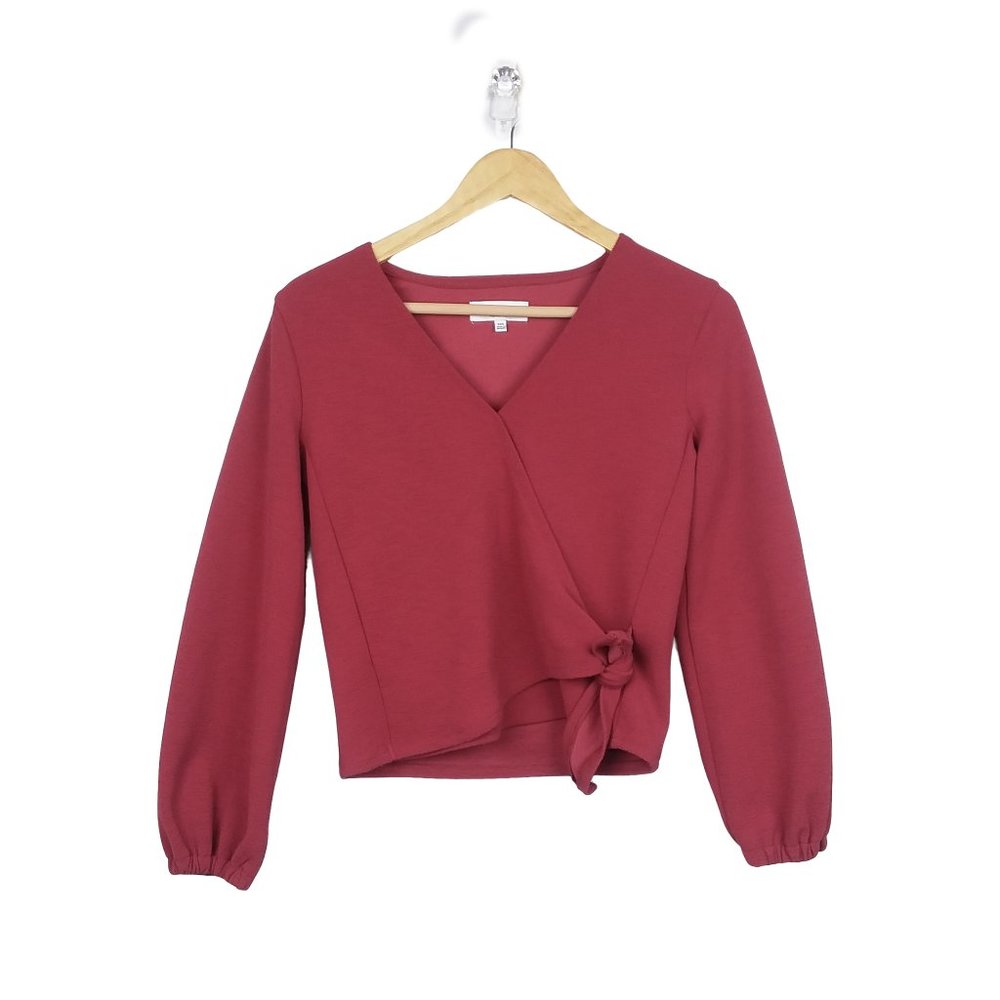 Madewell Texture & Thread Red Front Wrap Blouse